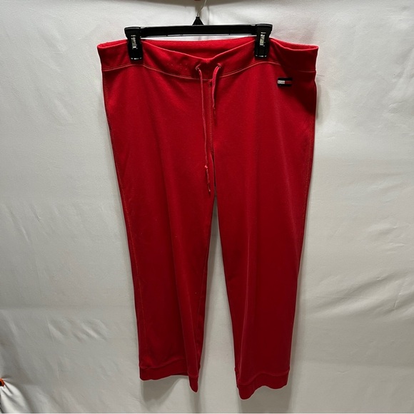 TOMMY HILFIGER Vintage 2002 Mens Red Sweat Pants Size Medium - Picture 1 of 15